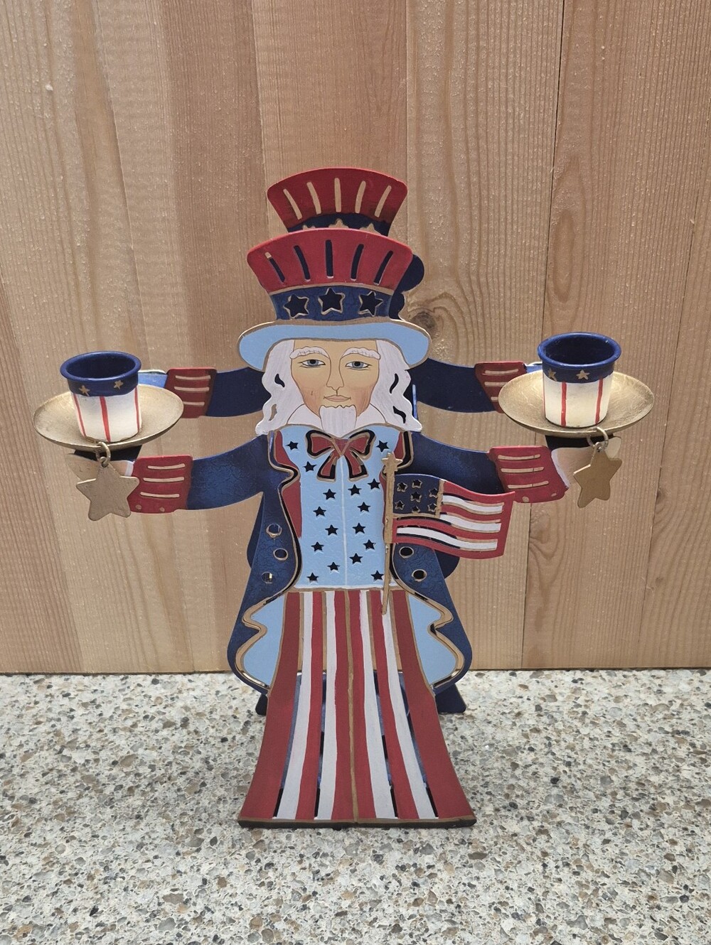 Vintage PartyLite Uncle Sam Metal Candle Holder Patriotic 4th of July Americana